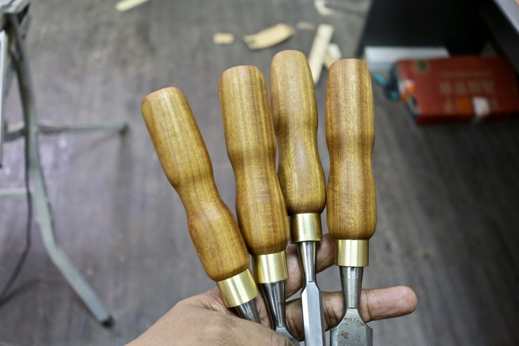 Finished Chisel Handles from African Teak