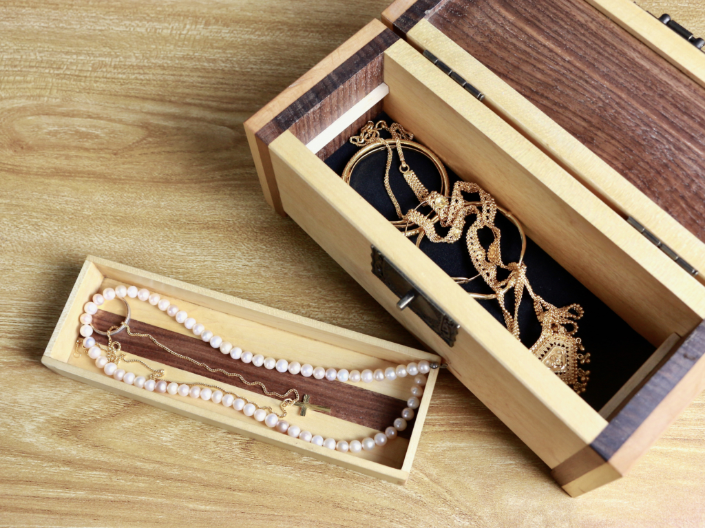 Wooden Jewelry Box - Walnut and Maple