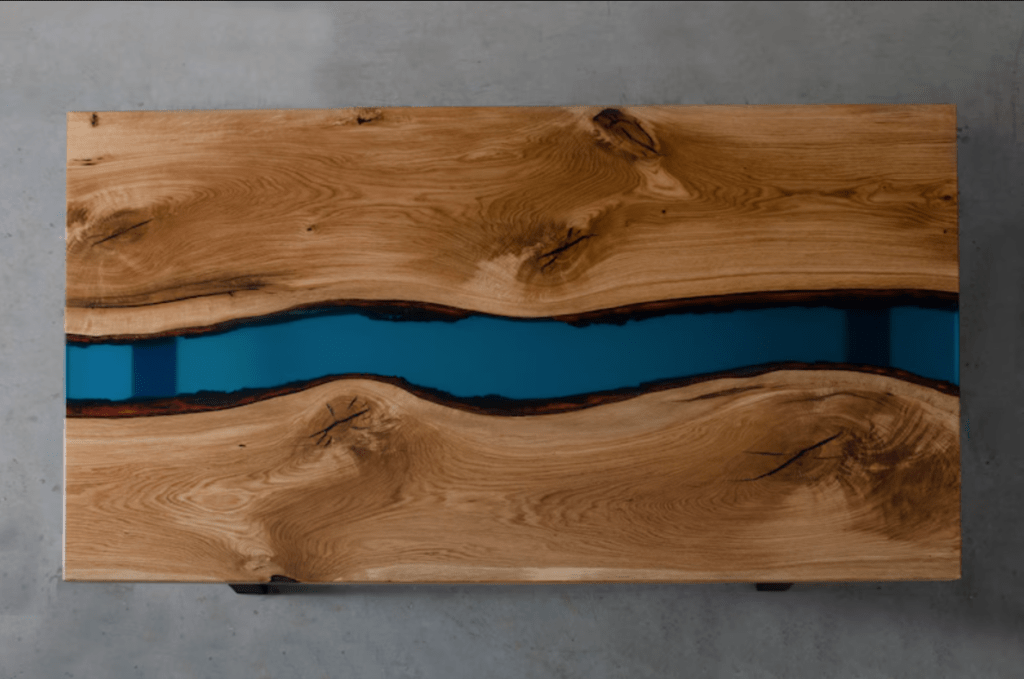 epoxy river table top view